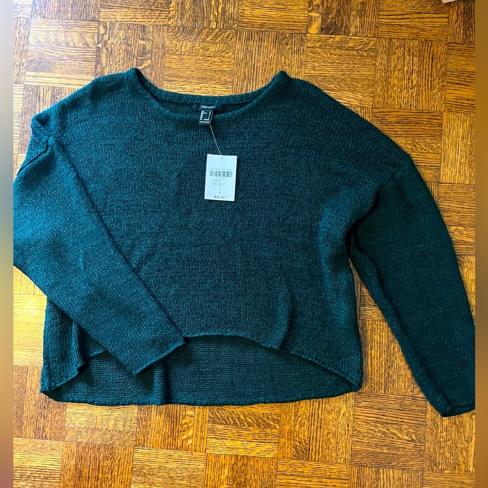NWT Forever 21 crop knit crochet sweater